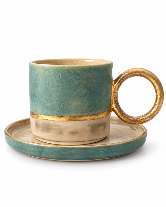 Altın Detaylı Seramik Kahve Fincanı *Ön Sipariş*