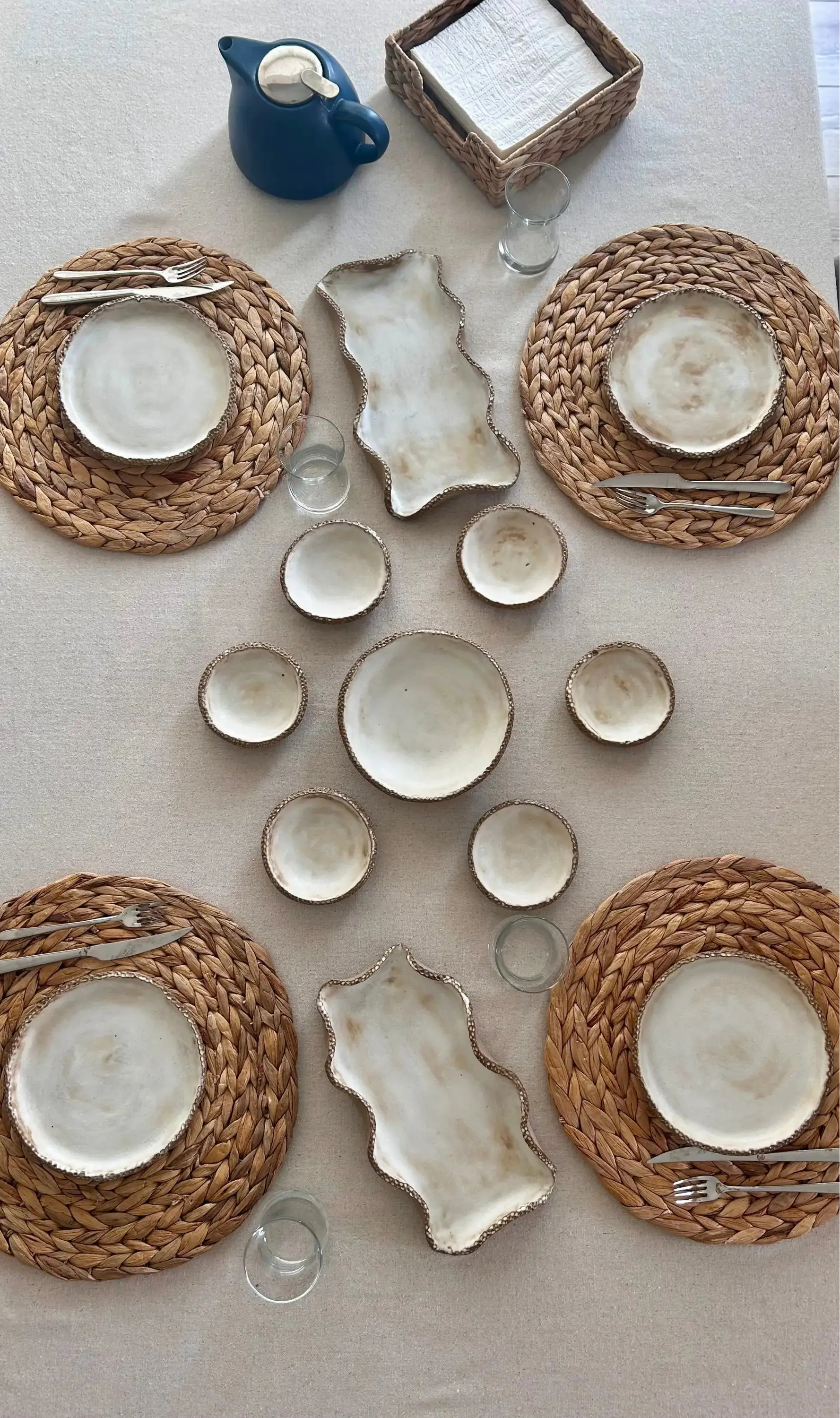 El Yapımı Seramik Kahvaltı Takımı Stoneware - Seramik Sofra Takımları 4 Kişilik - Standart ₺5.500, 6 Kişilik - + 2