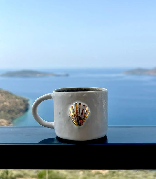 Stoneware Deniz Kabuğu Kahve Fincanı - Seramik Kahve Fincanı Tekli - Fincan ve Tabak ₺550, 2 Adet ₺899, 4 Adet ₺1.499