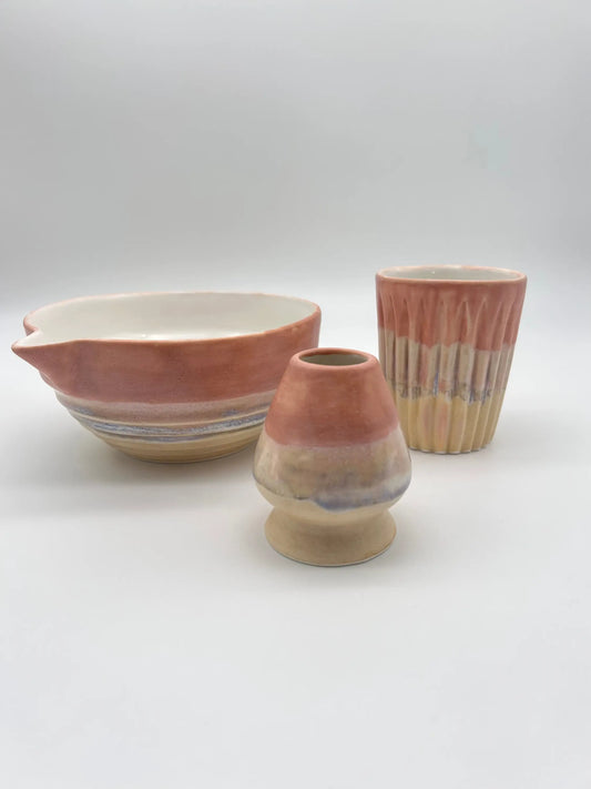 Stoneware Matcha Seti - Seramik Kase Yeşil-bej ₺2.000, Pembe-bej ₺2.000
