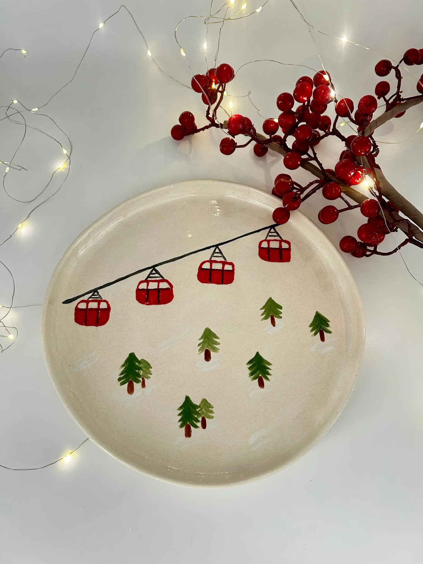 Yeni Yıl Konseptli Kış Temalı Servis Tabağı - Seramik Tabak Yeni Yıl Konseptli Kış Temalı Servis Tabağı ₺900